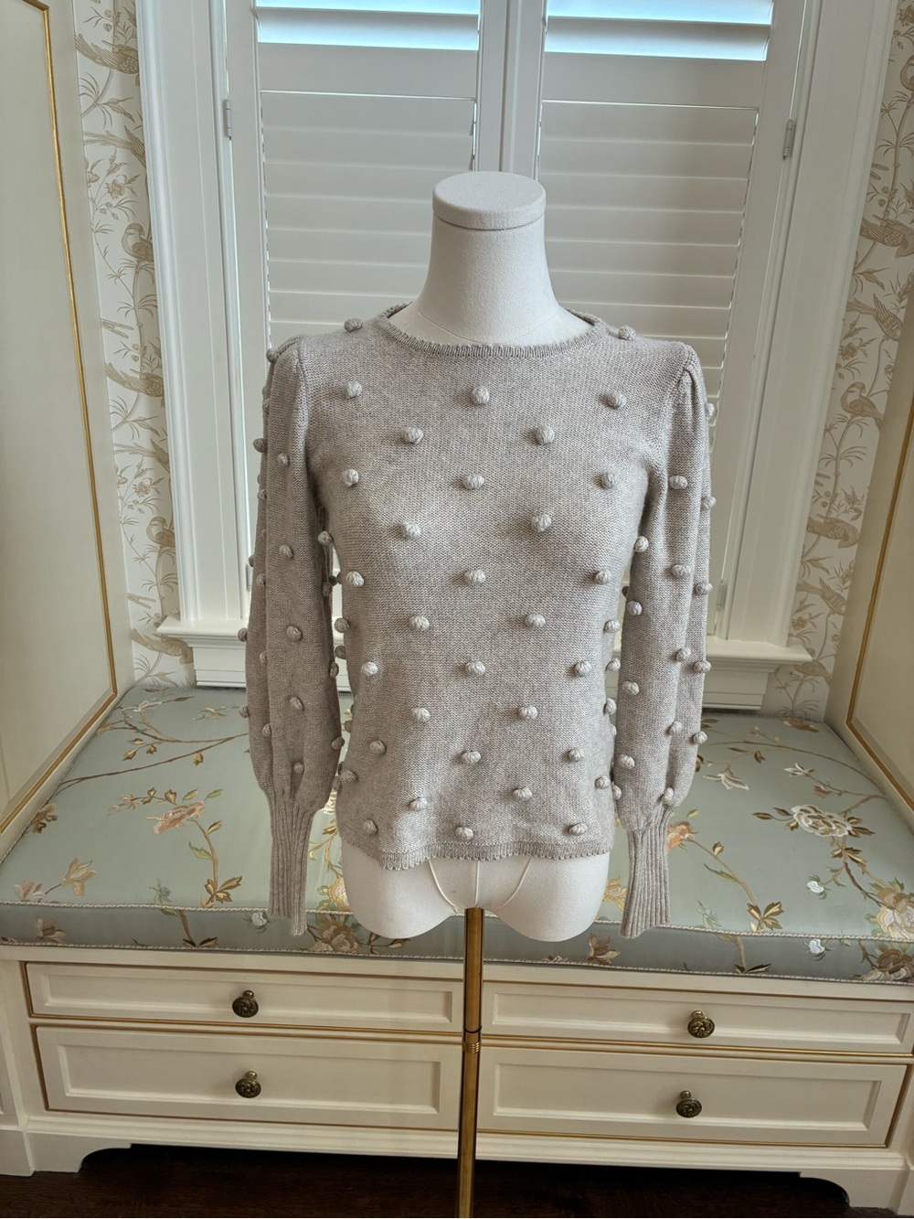 Lilly Pulitzer Kippa Crewneck Pom-Pom Sweater - Light Taupe